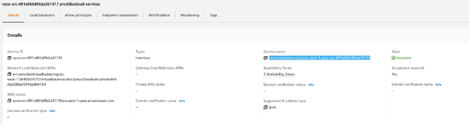 create endpoint service name VPC