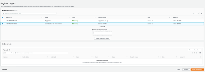 Register targets ALB