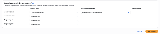 Select CloudFront Function on Viewer Request