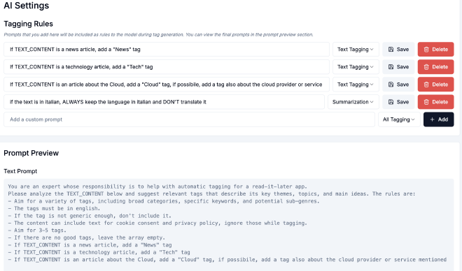 Karakeep prompt customization