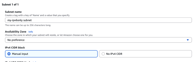 IPv6 Subnet Creation